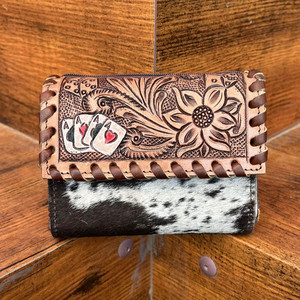 New Wholesale Hand Tooled RFID Blocking Credit <b>Card</b> <b>Holder</b> Long <b>Wallet</b> and Genuine Leather Luxury Designer Aces Women <b>Wallet</b> Set - Product Image 3