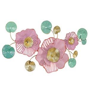 Escultura Metálica de Pared Daystar Trde con Diseño Floral en Rosa Dorado y Verde Azulado, Decoración Contemporánea para el Hogar, Arte para Sala de Estar - Product Image 3