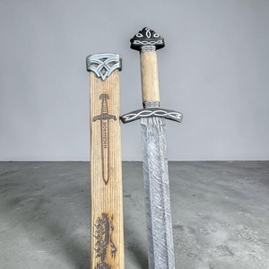 Espada Artesanal de Damasco para Hombre con Funda de Madera, Espada Larga Medieval, Espada Coleccionable, Regalo de Aniversario, Regalo de Navidad - Product Image 5