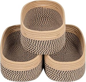 Customised Handwoven Cotton Woven Storage <b>Baskets</b> Empty Gift Bins for Closet <b>Shelves</b> Rope Toy Organizers - Product Image 1