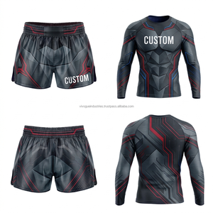 Ensemble short et rashguard Muay Thai personnalisé en gros – Kit d'entraînement de boxe et de kickboxing extensible, respirant et léger - Product Image 1