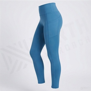 Leggings de Yoga de Cintura Alta para Mujer, Largos, de Color Sólido, Sin Costuras, Elásticos, con Bolsillos, para Todas las Temporadas - Product Image 3