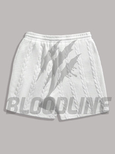 Shorts en coton blanc pour homme Bloodline, taille mi-haute, élastique, respirant, style décontracté - Product Image 5