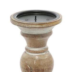 Juego de Portavelas de Madera Blanqueada, Trío de Candelabros de Madera Torneados a Mano - Product Image 3
