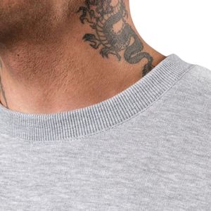 Mens Light Grey <b>Colour</b> <b>Block</b> Crewneck Sweatshirt Casual Fleece Pullover Long Sleeve Winter Apparel Top - Product Image 4