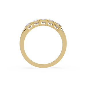 Classic 14K Yellow Gold 5 Stone Princess Cut Lab Grown Diamond Engagement Wedding Anniversary Ring Band for Women 0.70 Carat TW - Product Image 3