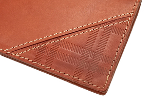 Top Product Castello Italian Vacchetta Leather RFID Minimalist Men's Card Case <b>Holder</b> Checker Embossed OEM ODM Open Closure-Hot - Product Image 5