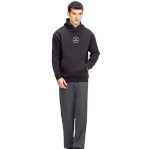 <b>Men's</b> Regular Fit Hoodie Black Fleece Fabric Rubber Patch Hood Snap Buttons Hooded Sweatshirt Casual Streetwear OEM ODM - Product Image 1