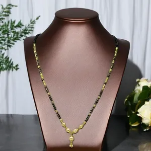 Cadena Mangalsutra de Oro Amarillo con Cuentas Negras y Colgante Clásico en Forma de Gota, Joyería de Boda para Mujeres Casadas - Product Image 3