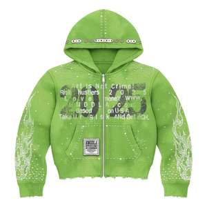 Sudadera con Capucha Oversize de Algodón Pesado 100% con Detalles de Pedrería, Estilo Vintage Lavado Ácido y Cuello Redondo para Hombre de Six Trend Sports - Product Image 4