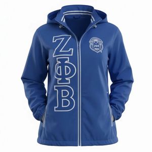 Zeta Phi Beta Blue Windbreaker <b>Jacket</b> Greek Letter Sorority Outerwear Lightweight Zip Up Casual Sporty <b>Jacket</b> - Product Image 6