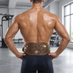 Cinturón de fitness de cuero con purpurina y hebilla de pinza, cinturones de levantamiento de pesas con purpurina, soporte lumbar, cinturones de levantamiento de pesas de 10 mm con purpurina, unisex - Product Image 2