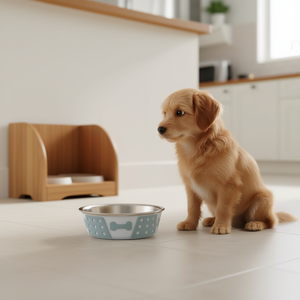 Ciotola per Animali Domestici in Acciaio Inox e Silicone 0,4l Bianco Grigio con Design a Osso per Cani - Product Image 3