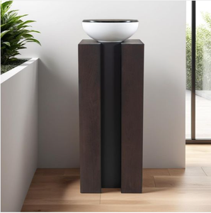 Modern Teak Pedestal <b>Console</b> <b>Table</b> <b>Narrow</b> Entryway Living Room Hallway Dark Brown - Product Image 6