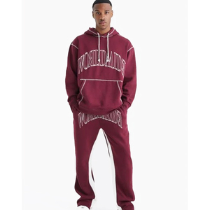 Conjunto Deportivo Unisex con Capucha Doble y Cremallera Completa, Pantalones Anchos Oversize, Estilo Hip Hop Urbano para Otoño/Invierno, 100% Algodón, Color Liso - Product Image 1