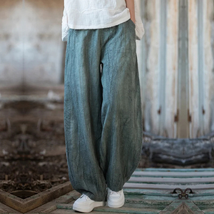 Pantalones Cargo Holgados de Algodón y Lino para Mujer, Elegantes, Vintage, con Cintura Elástica, para Yoga, Casuales, Largos, de Pierna Ancha, Talla Grande - Product Image 3