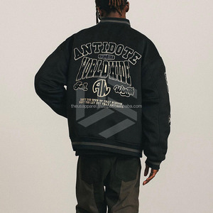 OEM Custom Wholesale Embossed Canvas Sleeves Baseball Bomber Letterman Varsity <b>Jacket</b> for <b>Men</b> <b>Waterproof</b> Breathable Windproof - Product Image 4