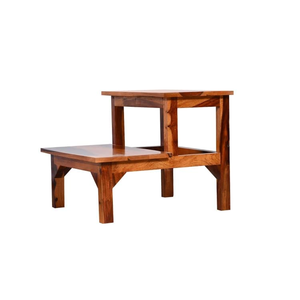 Tables d'appoint en bois, tabourets rustiques en bois massif avec grain de bois naturel et dessus carrés pour salon, chambre à coucher, salle de bain - Product Image 1