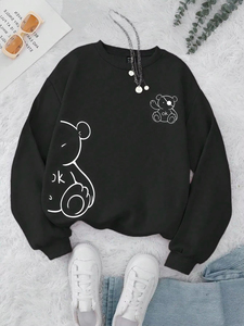 <b>Women</b> Hoodies New Quality Kawaii OK <b>Teddy</b> bear Printing Sweatshirts For <b>Women</b> Classic Retro Fashion Hoodies Fleece Warm Casual - Product Image 6
