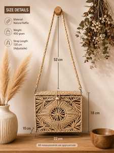 <b>Boho</b> Geometric Handmade Raffia Woven Straw Crossbody Beach Shoulder <b>Bag</b> with Drawstring Closure for Women - Product Image 2