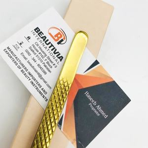 แหนบต่อขนตามุมที่ทำจากสเตนเลส45องศาใช้สำหรับต่อขนตาปลายแหลมเคลือบทองโลโก้ตามสั่ง - Product Image 3