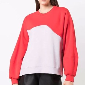 Sweat-shirt oversize pour femme, col rond, manches lanternes, design asymétrique, respirant, tricoté, pour l'automne - Product Image 5