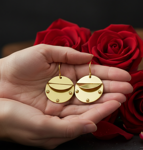 Pendientes Circulares de Latón Hechos a Mano, Minimalistas, Geométricos, Resistentes al Deslustre, Acabado Dorado, Joyería Elegante para Mujer - Product Image 2