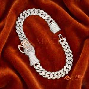 Pulsera Cubana de Plata con Moissanita, Cadena Fina, Pulsera de Eslabones, Premium de Lujo, Moda - Product Image 1