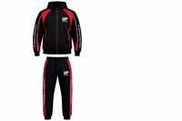 Ensemble de survêtement premium pour homme, hiver, noir et rouge, respirant, léger, avec veste zippée et pantalon de jogging, style streetwear personnalisé