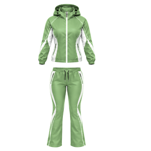 Conjunto Deportivo para Mujer, Sudadera con Capucha y Pantalones de Corte Bootcut con Paneles en Contraste, para Entrenamiento y Fitness, Venta al Por Mayor - Product Image 1