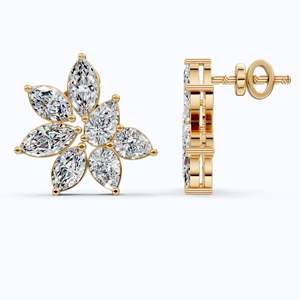 14K Solid Gold Marquise Pear Cut Lab Grown Diamond Floral Cluster <b>Stud</b> <b>Earrings</b> 3.22 TCW Bridal Wedding <b>Fine</b> Jewelry - Product Image 5