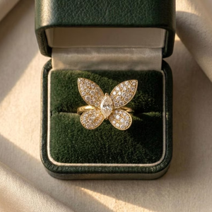 Anillo de Mariposa con Diamante Marquise Cultivado en Laboratorio Sparkledge Creation Luxury E VVS2, Chapado en Oro, Engaste Pavé, Anillo Elegante con Diseño Natural - Product Image 6