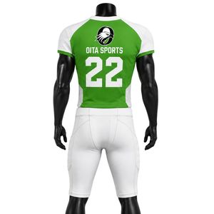 Ensemble de football américain vert et blanc pour hommes, uniformes d'équipe, maillots et shorts, équipement complet, vêtements de sport respirants, durables - Product Image 2