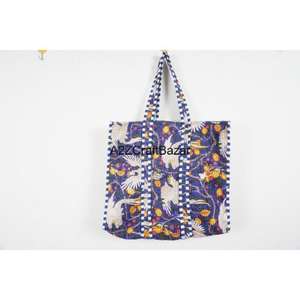 Bolso de playa grande de algodón multicolor a rayas acolchado a mano para mujer, el más vendido, estilo Rajasthan, ideal para exposiciones y fiestas. - Product Image 2