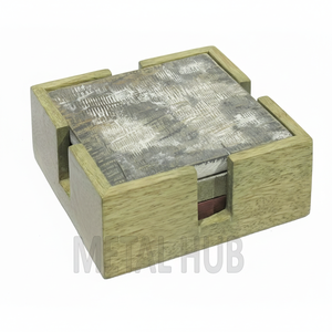 Ensemble de sous-verres en céramique de luxe MDF liège ardoise Design carré bois ensemble de 4 pour la maison Table mariage thé emballage en vrac tapis tampons - Product Image 2