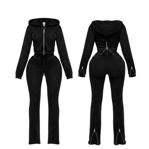 Conjunto de 2 Piezas de Sudadera con Capucha y Pantalones Deportivos para Mujer, Primavera 2025, Transpirable, Ligero, Personalizado, Lavado al Ácido, de Fabricantes de Ropa - Product Image 2