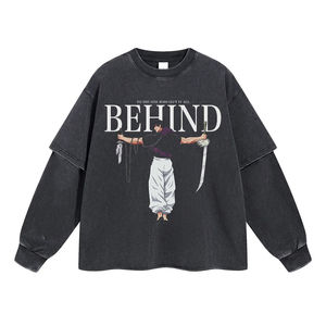 เสื้อยืดผู้ชายพิมพ์ลายตามสั่ง แขนยาวสองชั้น ทรงโอเวอร์ไซส์ ผ้าฝ้าย 100% ถักทอ แห้งเร็ว ระบายอากาศได้ดี - Product Image 1