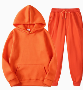 Precio al por mayor, conjunto de sudadera con capucha y pantalón de chándal de felpa gruesa, 100% algodón, transpirable, talla grande, para hombre, estilo holgado, para verano - Product Image 3