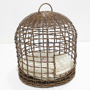 Maison pour animaux de compagnie ronde en jonc de mer écologique, villa tissée naturelle confortable pour chiens et chats - Product Image 4