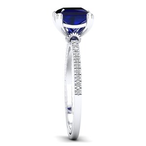 Bague REYES, dernier design, or 14 carats, diamant certifié IGI avec saphir bleu, pour femmes, bijoux fins faits à la main, cadeaux. - Product Image 3