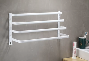 OEM/ODM Vietnam Modern Space Aluminum White 4-Layer Towel Holder Wall Mounted Bathroom Towel Rack Towel <b>Bar</b> - Product Image 3