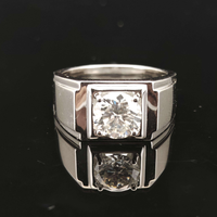 Bague en moissanite ronde taille brillant certifiée GRA, en argent sterling 925 plaqué or 18 carats, style hip-hop unisexe, pour homme, alliance de mariage, bijoux