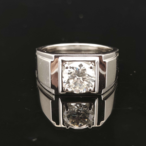 GRA Certified Round Brilliant Cut Moissanite <b>Ring</b> 925 Sterling Silver 18K Gold Plated Hiphop Unisex <b>Men</b> Wedding Band Jewelry - Product Image 3