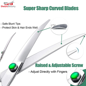 Ciseaux de barbier professionnels en acier inoxydable de 7 pouces, outils de coupe de cheveux incurvés vers le bas, lames tranchantes et émoussées, outil de beauté - Product Image 5
