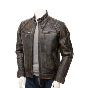 PIHA SPORTS Men's Slim Fit <b>Cafe</b> <b>Racer</b> Black Brown Real Lambskin Leather <b>Jacket</b> Soft Waterproof Reversible Winter Biker Quilted - Product Image 2
