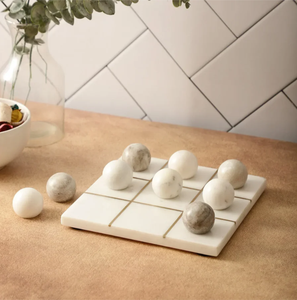 Premium <b>Marble</b> Tic Tac Toe Board Set Handcrafted Stone Noughts and Crosses <b>Game</b> Modern Coffee Table Decor Office Desktop Gift - Product Image 1