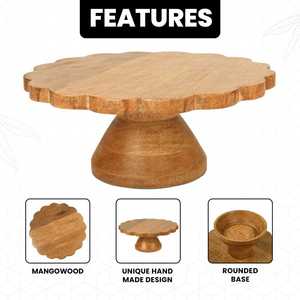 Support à gâteau en bois artisanal classique et écologique pour la présentation de gâteaux, décoration de table de dessert, rond, passe au lave-vaisselle - Product Image 6