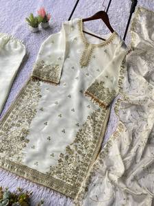 Conjunto de Kurta y Pantalón de Seda JMY Premium con Bordado y Dupatta para Mujer - Product Image 2