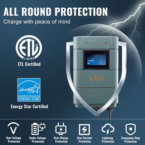Level 2 Smart EV Charger 240V NEMA 6 50 <b>Plug</b> 11.5 kW Adjustable 0-48A On-Board 24 Foot TP for Electric Vehicles <b>WiFi</b> 24 Foot TP - Product Image 5