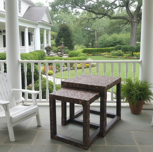 Mesa Auxiliar Cuadrada Rústica Hecha a Mano con Cáscara de Coco para Decoración de Sala de Estar, Balcón, MOQ Bajo, de Vietnam, Mesitas de Noche para Balcón - Product Image 3